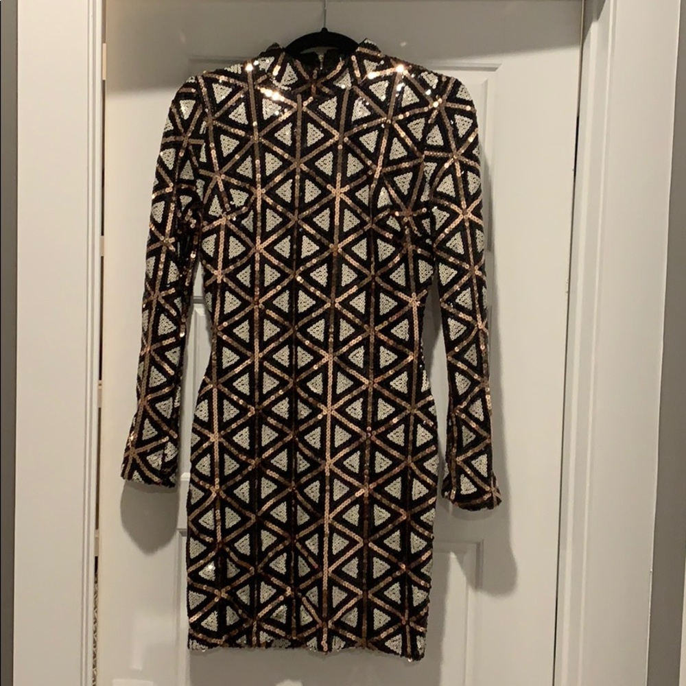 Rose gold long sleeve sequence dress